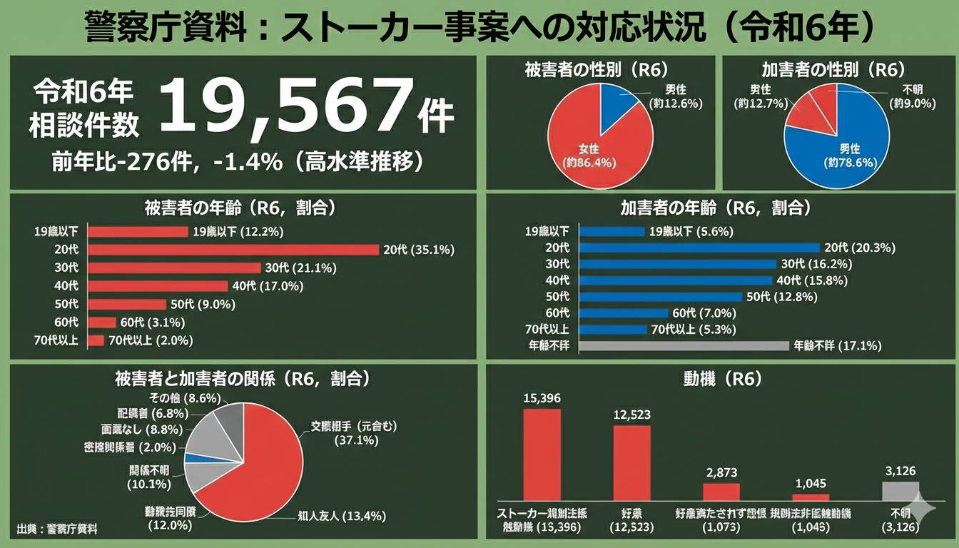 警察庁令和６年におけるストーカー事案、配偶者からの暴力事案等、児童虐待事案等への対応 状況について。
